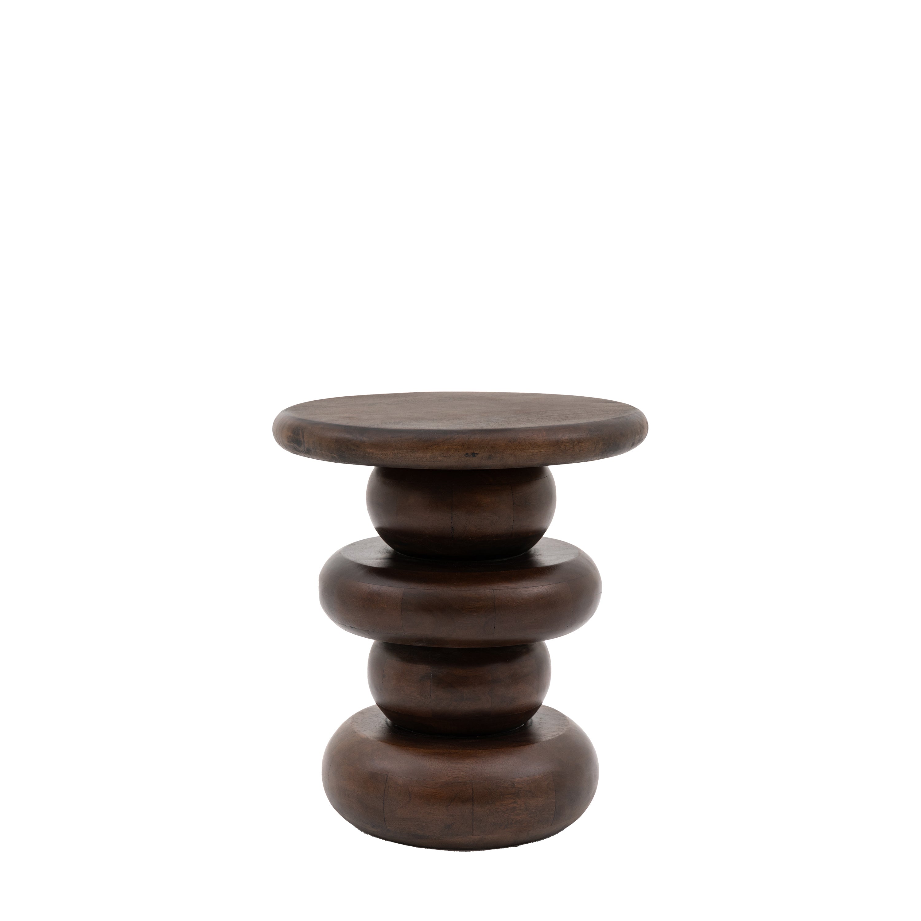 Anders Carved Dark Brown Mango Wood Side Table